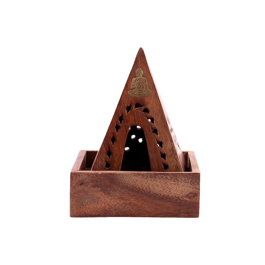 wood pyramid censer-  مبخرة هرم خشب